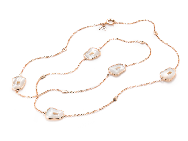 LONG PUZZLE NECKLACE MATTIOLI ROSE GOLD AND WHITE MOTHER OF PEARL MGI054R056X